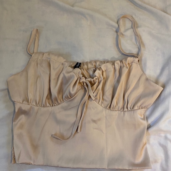 ruffled satin crop cami - Picture 2 of 2